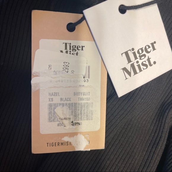 Tiger Mist Black Hazel Front Tie Ribbed Bodysuit Women's XS NWT - Picture 10 of 14